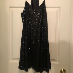 Black sequined cocktail dress